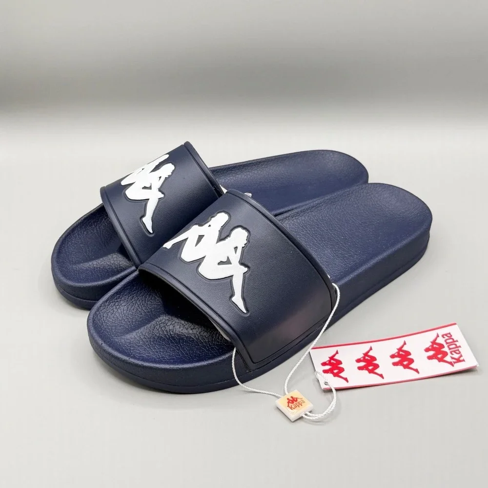 Kappa Authentic Adam 2 Slides Navy Blue White Omini Logo Sandals Mens 9 NIB